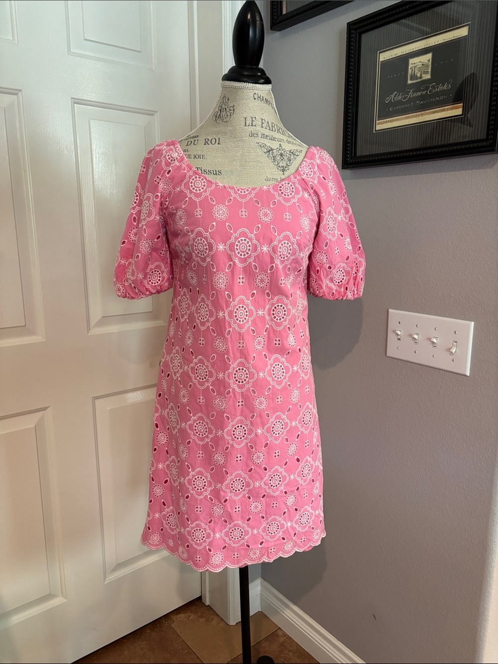 Pink Eyelet Shift Dress - Women